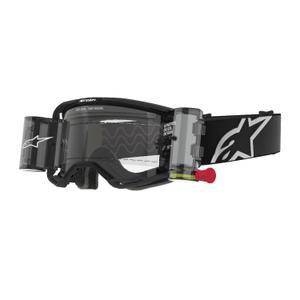 Czarne gogle motocrossowe Alpinestars Vision 8 Corp ROLL-OFF Wide Vision z przezroczystymi soczewkami