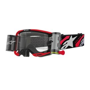 Gogle motocrossowe Alpinestars Vision 8 Luar ROLL-OFF w kolorze czerwono-czarnym z przezroczystymi soczewkami