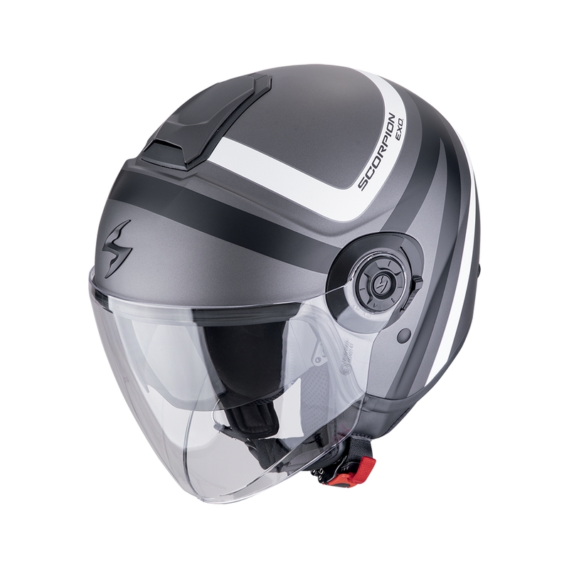 Kask otwarty Scorpion EXO-CITY II RIVA matowy srebrno-czarno-biały wyprzedaż