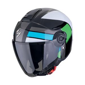 Kask motocyklowy otwarty Scorpion EXO-CITY II BLUR czarno-biało-zielony