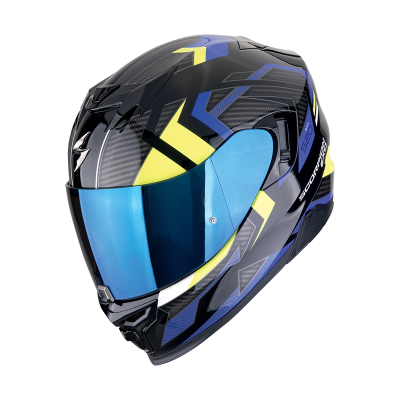 Kask motocyklowy integralny Scorpion EXO-520 EVO AIR SENSUS czarno-niebieski-fluo żółty wyprzedaż