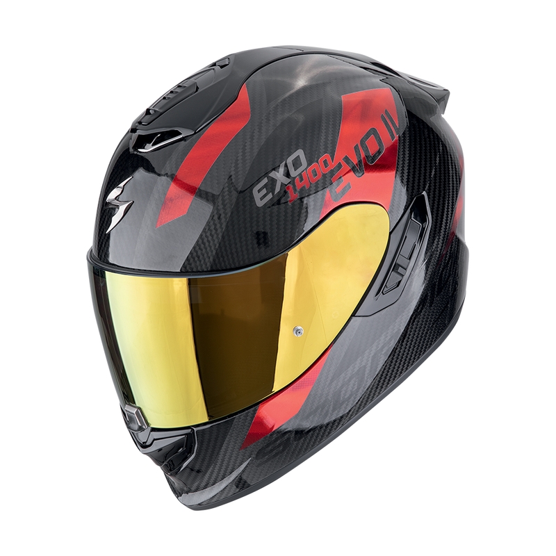 Kask motocyklowy integralny Scorpion EXO-1400 EVO II CARBON AIR PLATTED czarno-czerwony wyprzedaż
