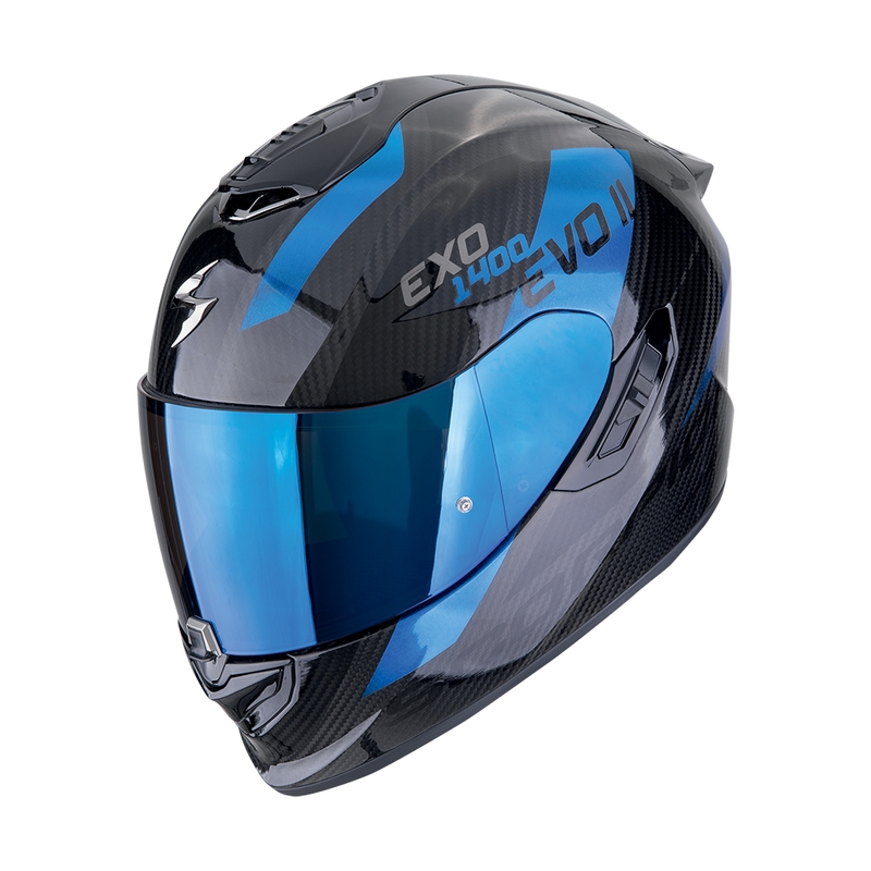 Kask motocyklowy integralny Scorpion EXO-1400 EVO II CARBON AIR PLATTED czarno-niebieski wyprzedaż