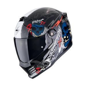 Integralny kask motocyklowy Scorpion COVERT FX SKULLZ czarno-szaro-czerwony