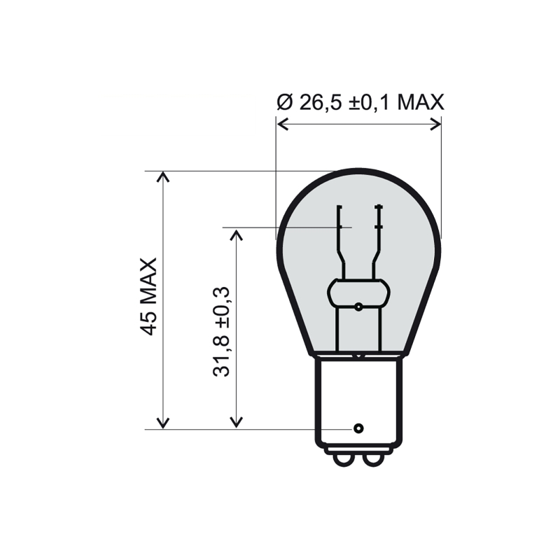 Lamp RMS 12V 21/5W, BAY15D red