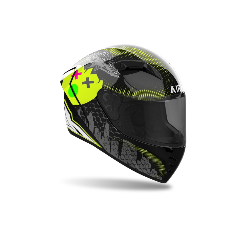 Zintegrowany kask motocyklowy Airoh CONNOR Gamer czarno-szary-fluo żółty