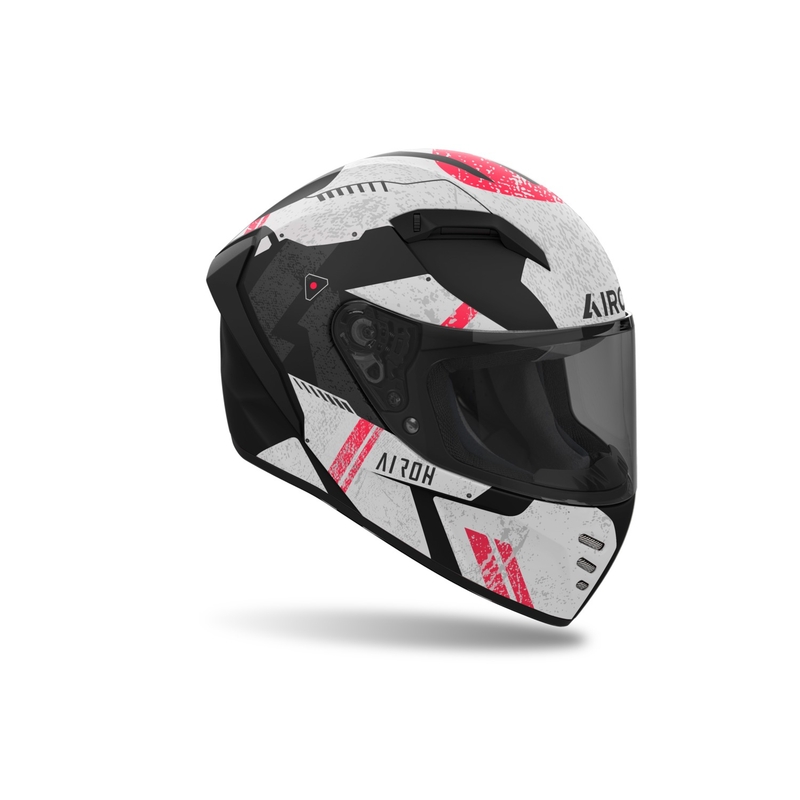 Zintegrowany kask motocyklowy Airoh CONNOR Omega matowy biało-czerwony