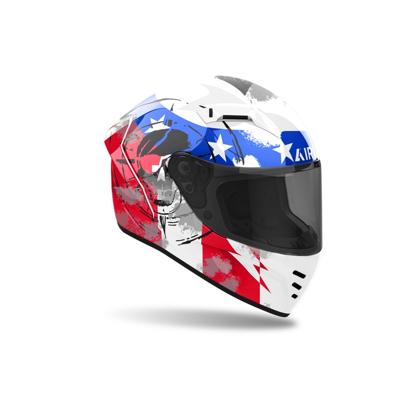 Zintegrowany kask motocyklowy Airoh CONNOR Nation biało-czerwono-niebieski