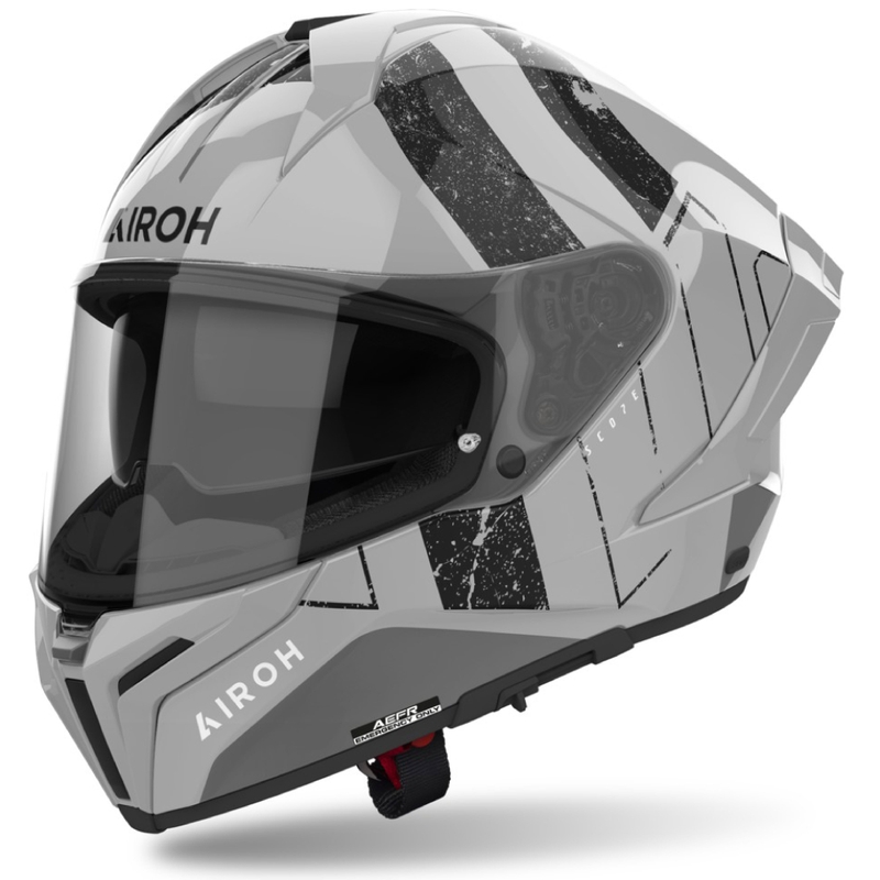 Jasnoszary integralny kask motocyklowy Airoh MATRYX Scope