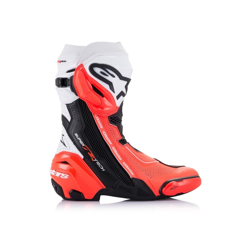 Buty motocyklowe Alpinestars Supertech R Wentylowane czarno-biało-fluoczerwone