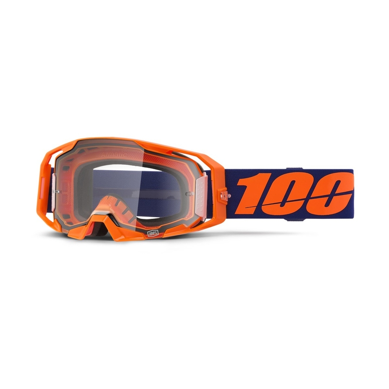 Gogle motocrossowe 100% ARmatic Neon Orange z przezroczystą plexi