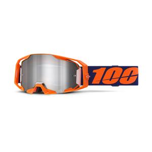 Gogle motocrossowe 100% ARmatic Neon Orange ze srebrną lustrzaną plexi