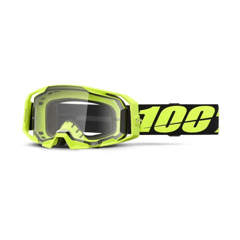 Gogle motocrossowe 100% ARmatic Neon Yellow z przezroczystą plexi