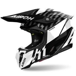 Kask motocrossowy Airoh Twist 3 Thunder 2024 błyszczący czarno-biały