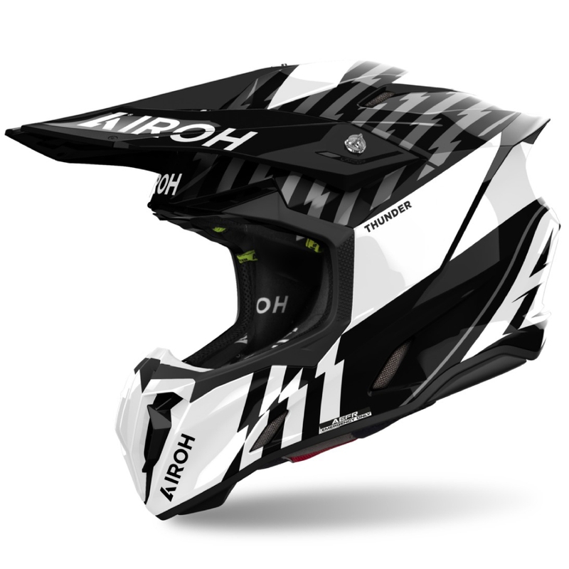 Kask motocrossowy Airoh Twist 3 Thunder błyszczący czarno-biały