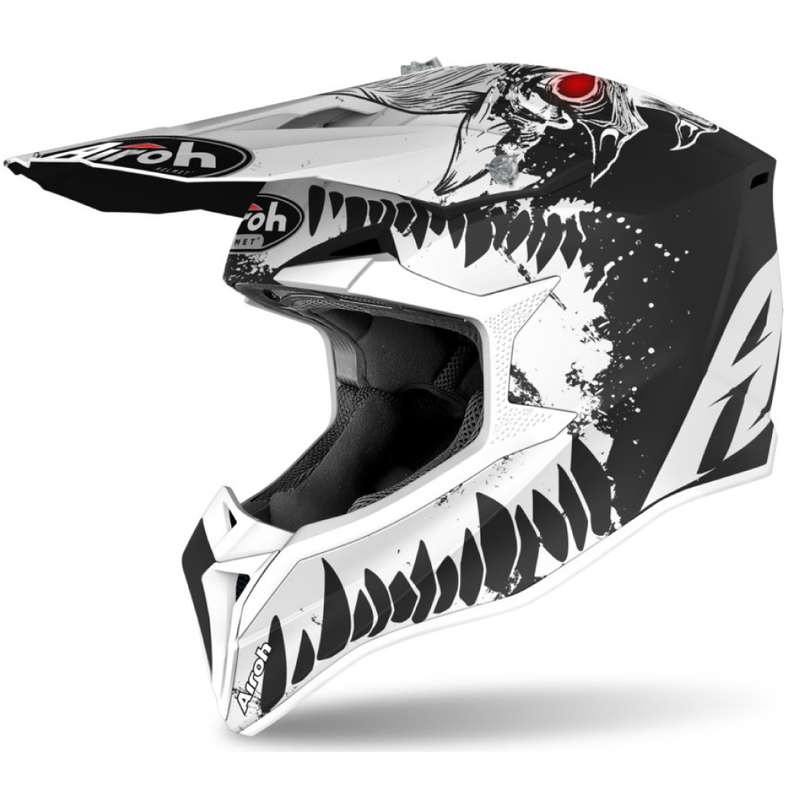 Dziecięcy kask motocrossowy Airoh Wraap Youth Beast czarno-biały
