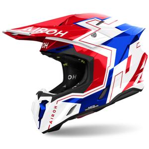 Kask motocrossowy Airoh Twist 3 Dizzy 2024 niebiesko-czerwony błyszczący