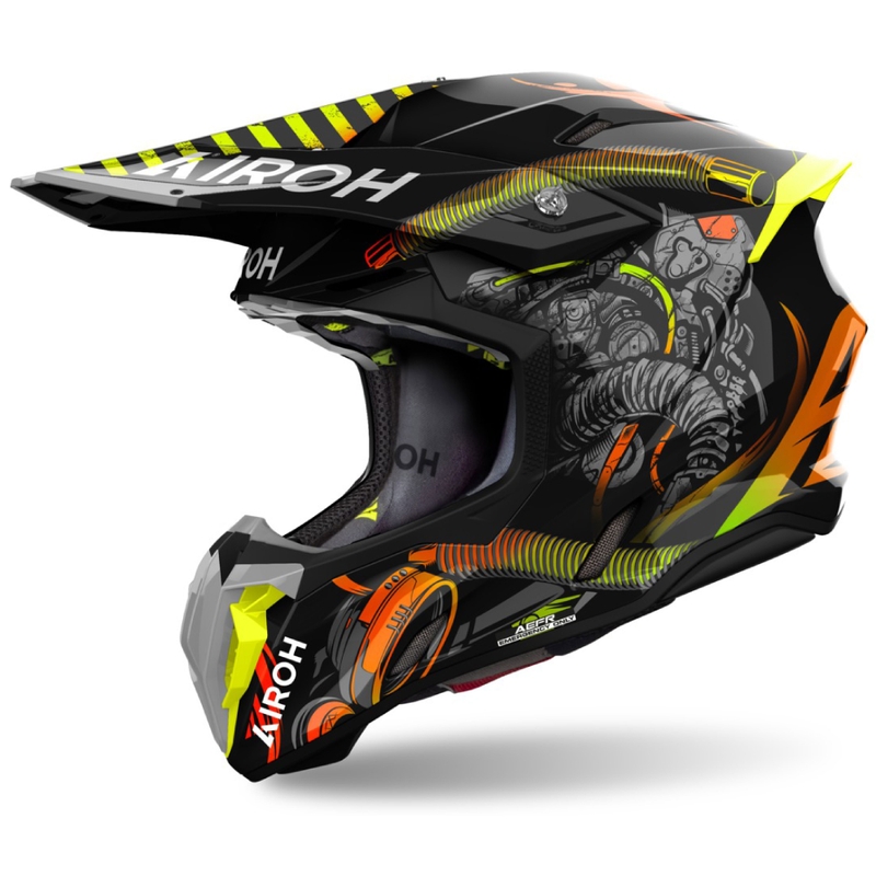 Kask motocrossowy Airoh Twist 3 Toxic czarno-pomarańczowy