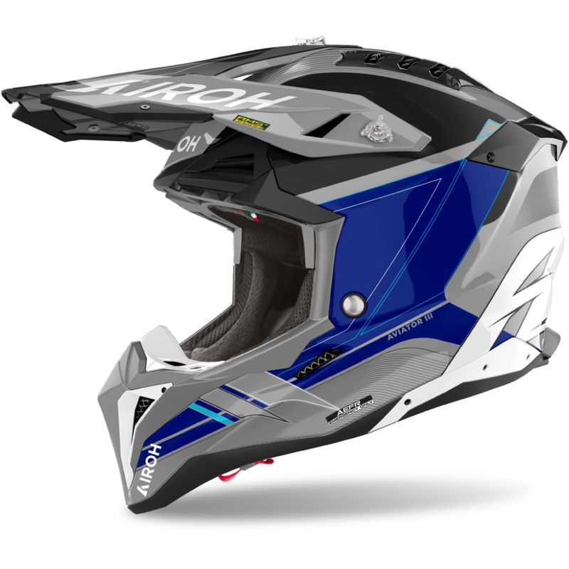 Kask Motocrossowy Airoh Aviator 3 Sabre 2024 Błyszczący Niebieski