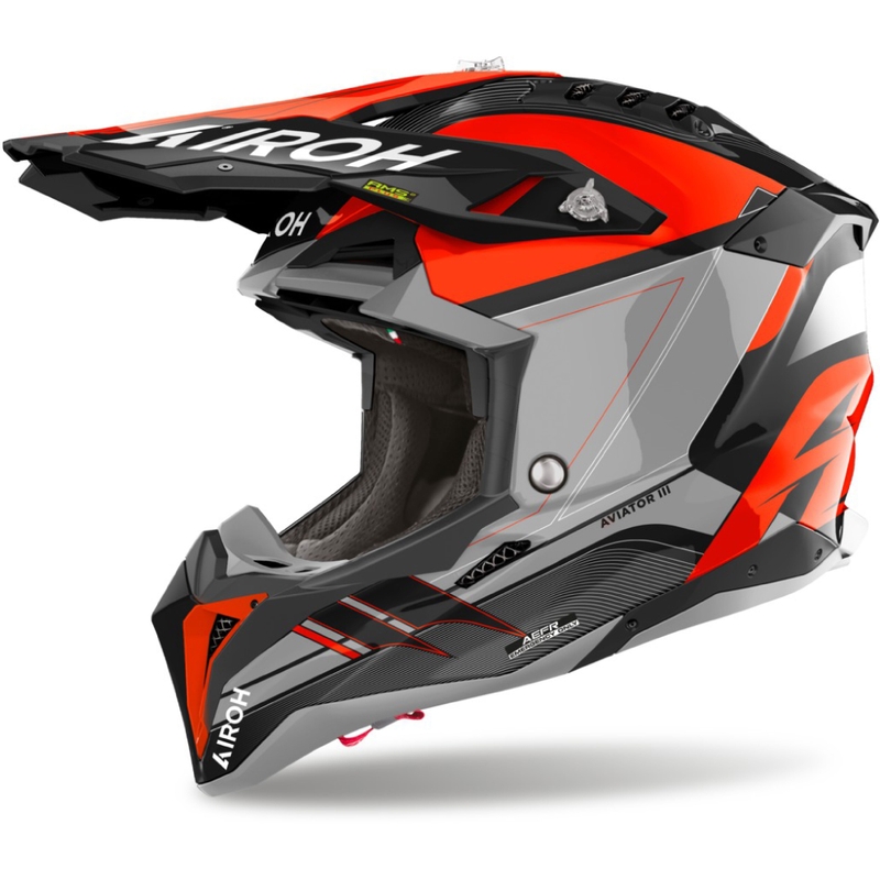 Kask motocrossowy Airoh Aviator 3 Sabre 2024 błyszczący pomarańczowy