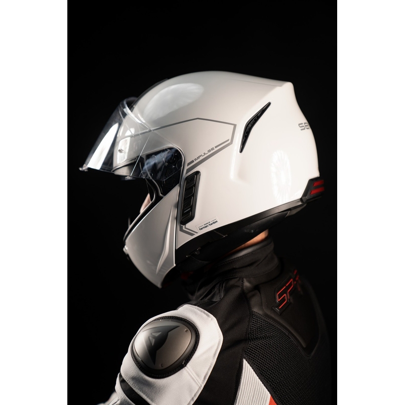Kask motocyklowy składany SENA ze słuchawkami Mesh Impulse biały połysk