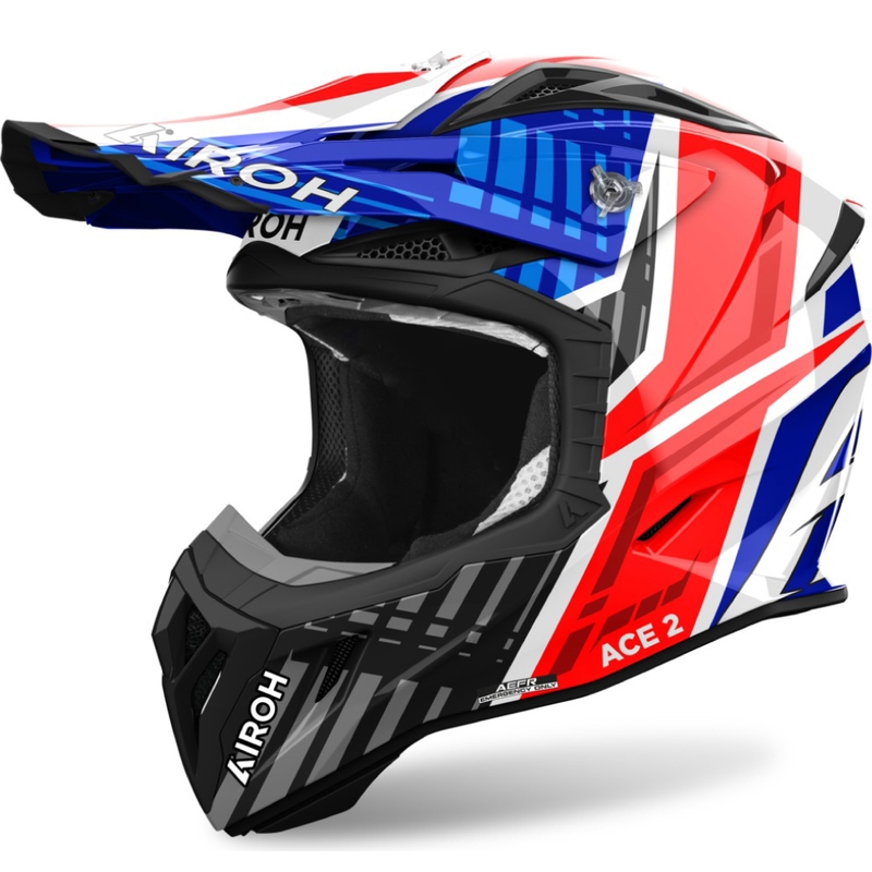 Kask motocrossowy Airoh Aviator Ace 2 Stream niebiesko-czerwony połysk