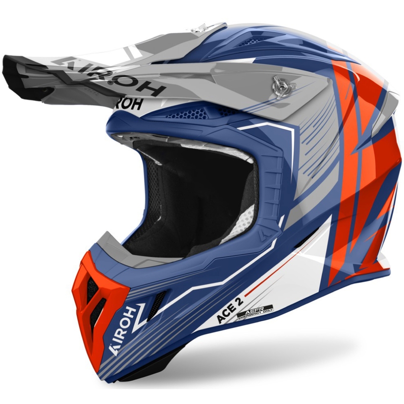 Kask motocrossowy Airoh Aviator Ace 2 Engine, błyszczący niebieski