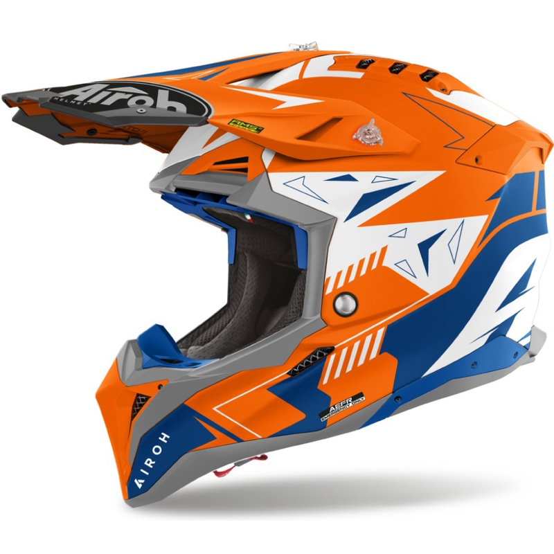 Kask motocrossowy Airoh Aviator 3 Spin fluo pomarańczowy mat