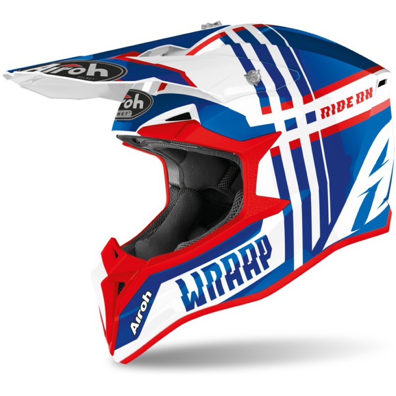 Dziecięcy kask motocrossowy Airoh Wraap Youth Broken niebiesko-biało-czerwony