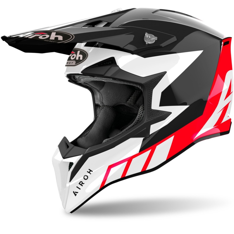 Kask motocrossowy Airoh Wraaap Reloaded w kolorze czerwonym, błyszczącym