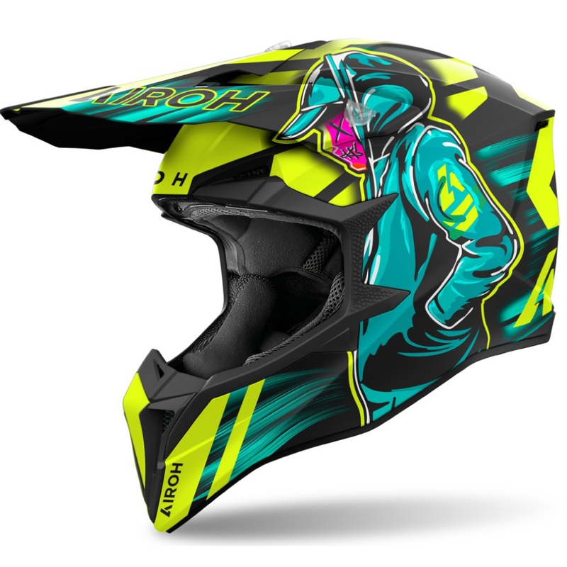 Kask motocrossowy Airoh Wraaap Cyber matowożółty