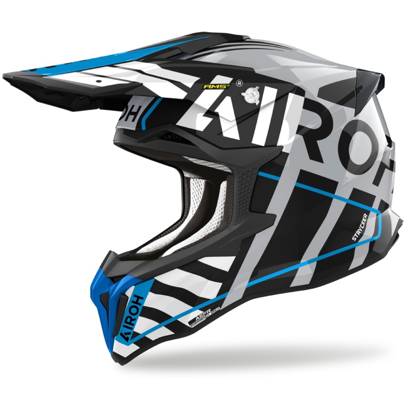Kask motocrossowy Airoh Strycker Brave 2024 błyszczący niebiesko-szary wyprzedaż