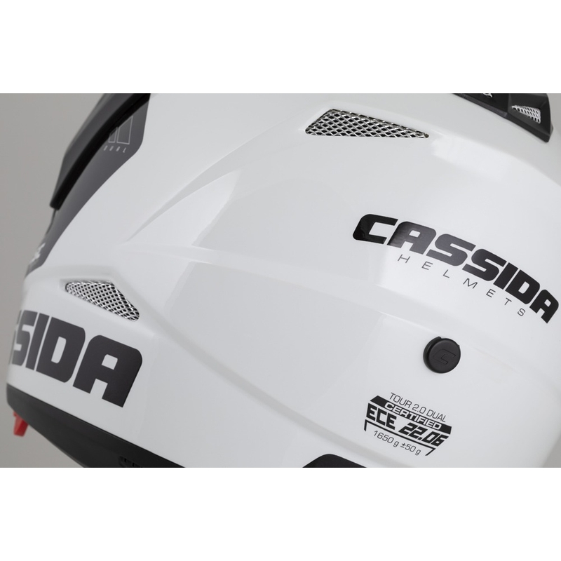 Kask enduro Cassida Tour 2.0 X-tra fluo żółto-czarno-czerwono-szary z czarnym matowym wizjerem