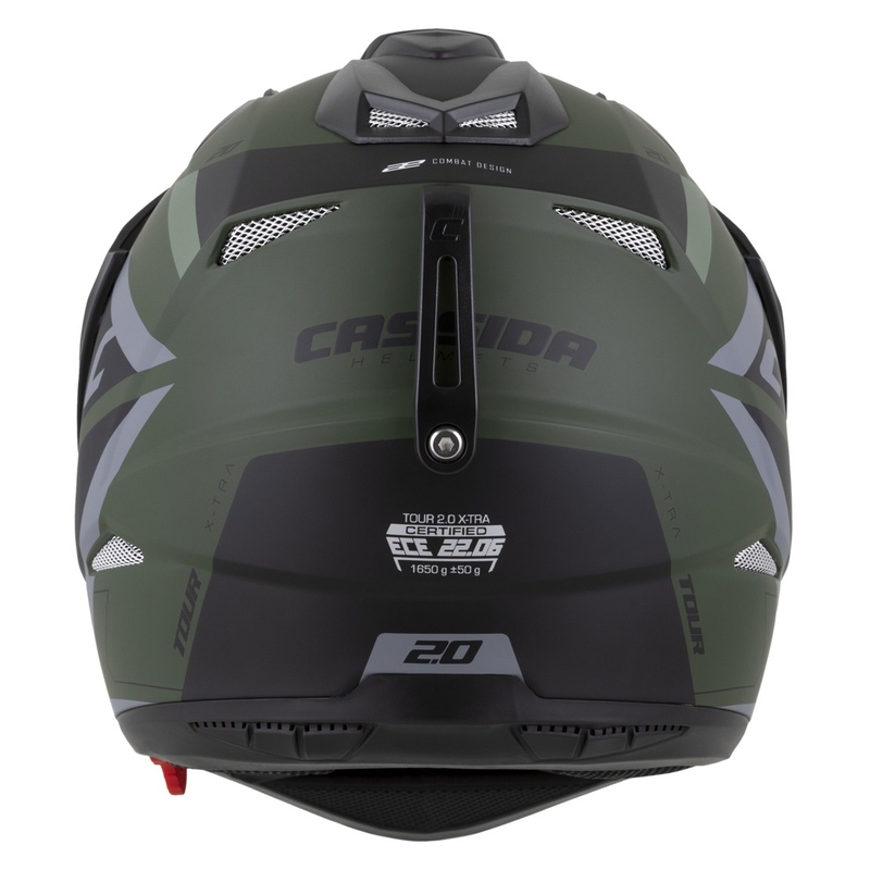 Kask enduro Cassida Tour 2.0 X-tra matowy zielono-szaro-czarny z czarnym matowym wizjerem