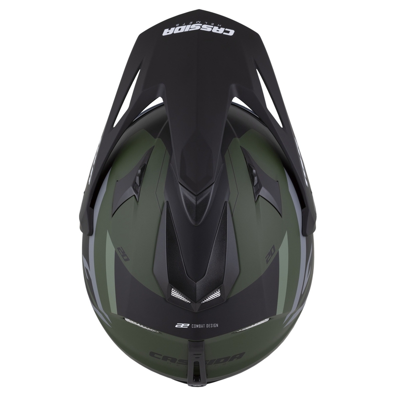 Kask enduro Cassida Tour 2.0 X-tra matowy zielono-szaro-czarny z czarnym matowym wizjerem