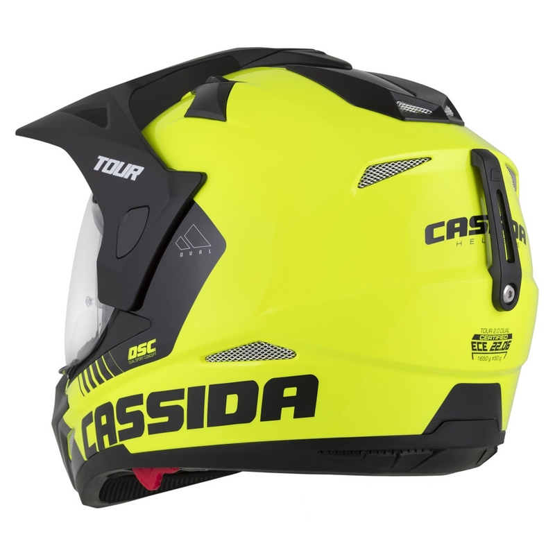 Kask enduro Cassida Tour 2.0 Dual fluo żółto-czarno-czarny z czarnym matowym wizjerem