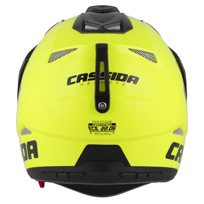 Kask enduro Cassida Tour 2.0 Dual fluo żółto-czarno-czarny z czarnym matowym wizjerem