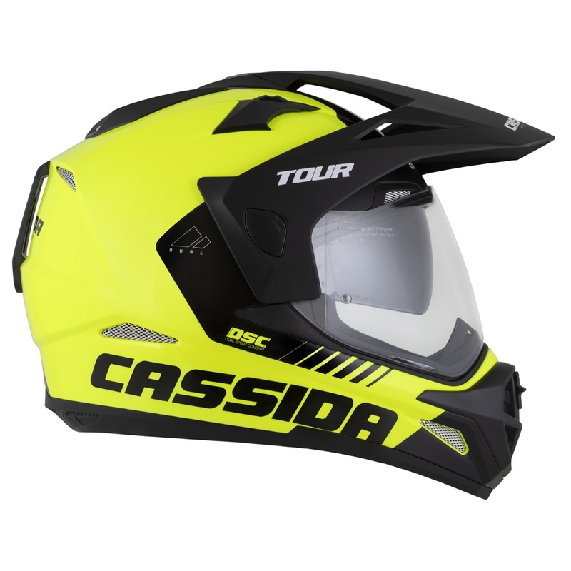 Kask enduro Cassida Tour 2.0 Dual fluo żółto-czarno-czarny z czarnym matowym wizjerem
