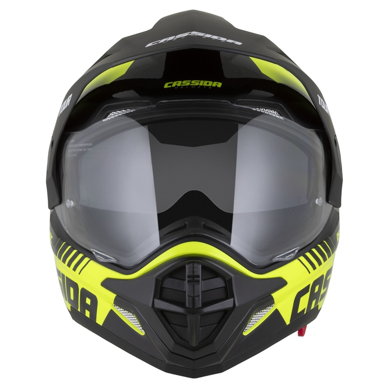 Kask enduro Cassida Tour 2.0 Dual fluo żółto-czarno-czarny z czarnym matowym wizjerem