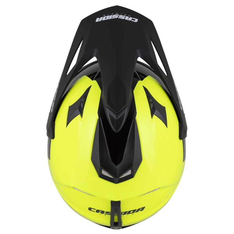 Kask enduro Cassida Tour 2.0 Dual fluo żółto-czarno-czarny z czarnym matowym wizjerem