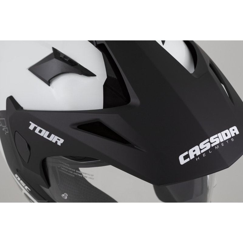 Kask enduro Cassida Tour 2.0 Dual biało-czarny z czarnym matowym wizjerem