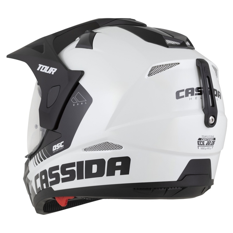 Kask enduro Cassida Tour 2.0 Dual biało-czarny z czarnym matowym wizjerem