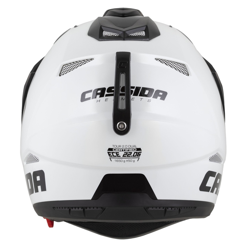 Kask enduro Cassida Tour 2.0 Dual biało-czarny z czarnym matowym wizjerem