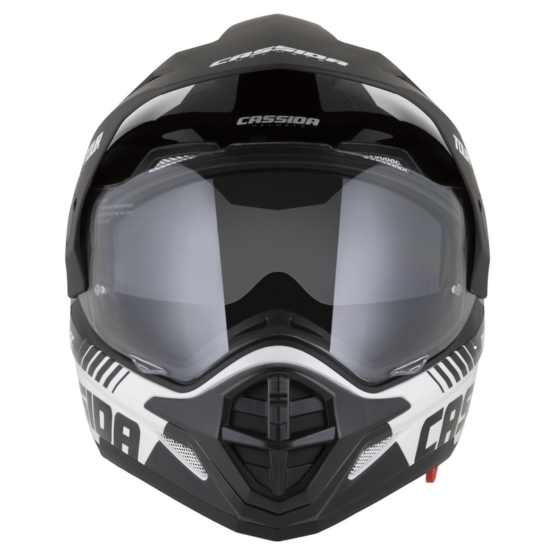 Kask enduro Cassida Tour 2.0 Dual biało-czarny z czarnym matowym wizjerem