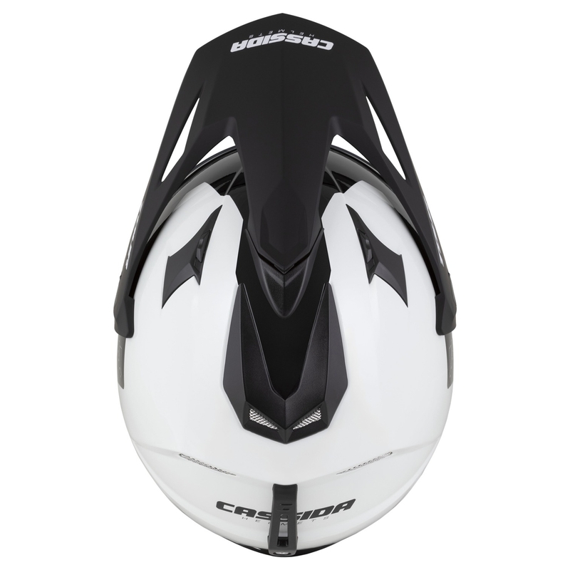 Kask enduro Cassida Tour 2.0 Dual biało-czarny z czarnym matowym wizjerem