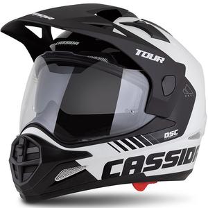 Kask enduro Cassida Tour 2.0 Dual biało-czarny z czarnym matowym wizjerem