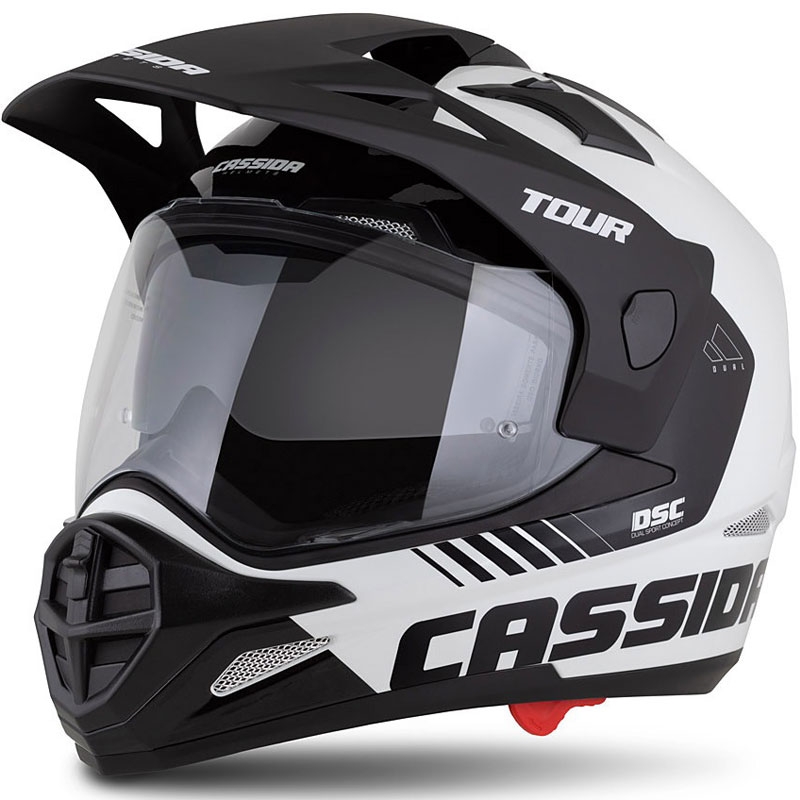 Kask enduro Cassida Tour 2.0 Dual biało-czarny z czarnym matowym wizjerem