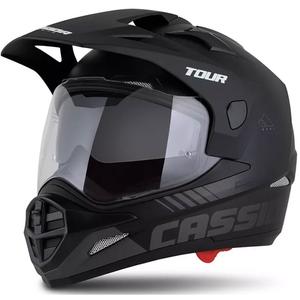 Kask enduro Cassida Tour 2.0 Dual matowy czarno-szary z matowym czarnym wizjerem