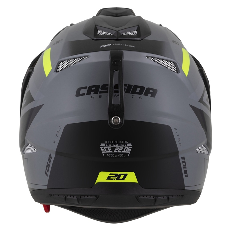 Kask enduro Cassida Tour 2.0 X-tra szaro-fluo żółto-czarny z czarnym matowym wizjerem