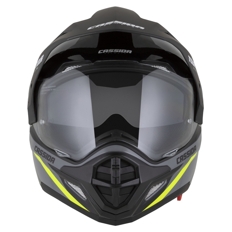 Kask enduro Cassida Tour 2.0 X-tra szaro-fluo żółto-czarny z czarnym matowym wizjerem